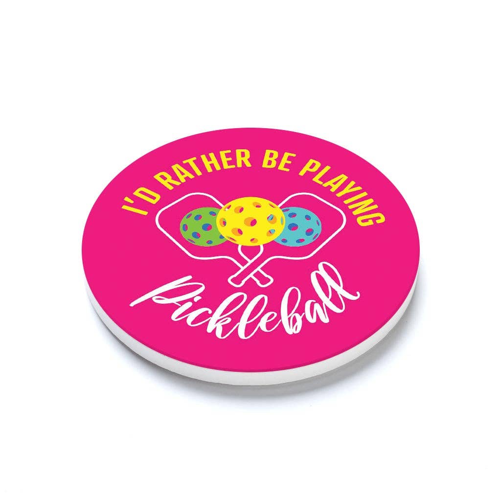 Ceramic Round Coaster-I'd Rather Be Playing Pickleball