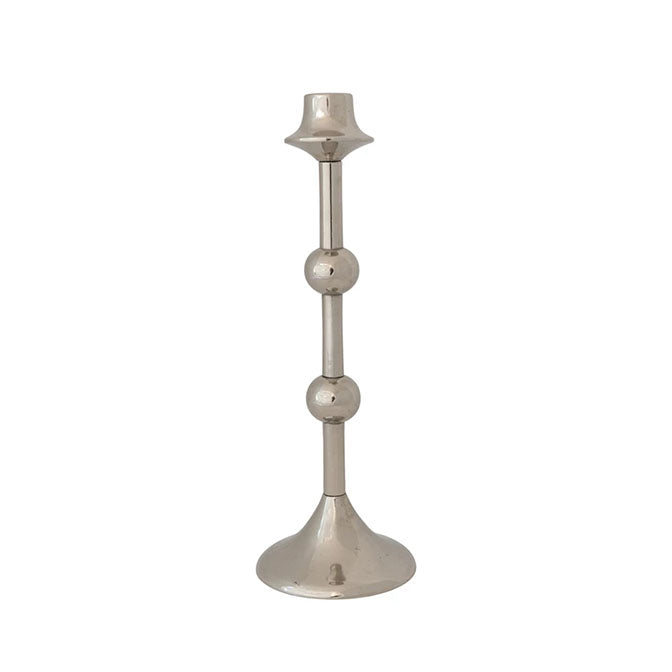 Cast Aluminum Taper Holder with Balls, Silver Finish