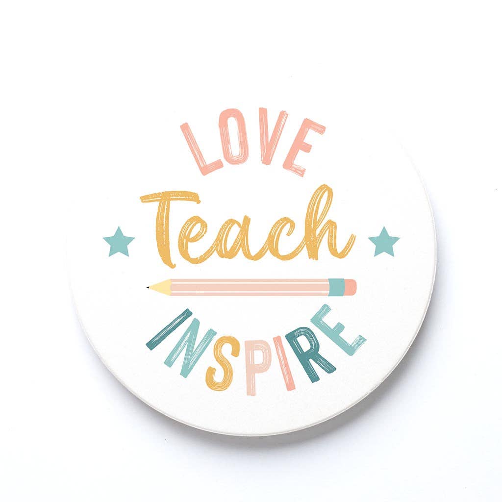 Ceramic Coaster, Love Teach Inspire