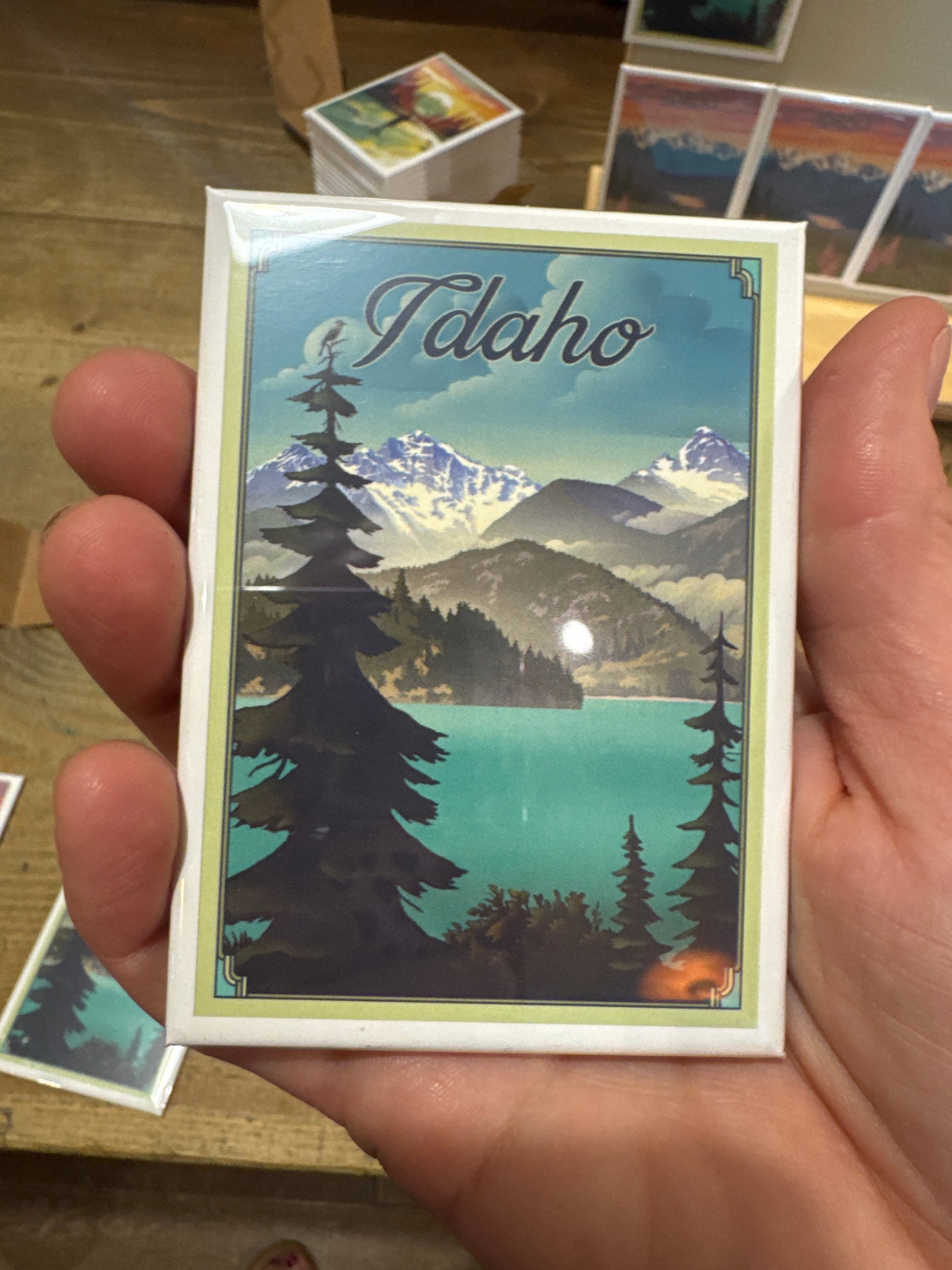 Lake Lithograph Idaho Magnet