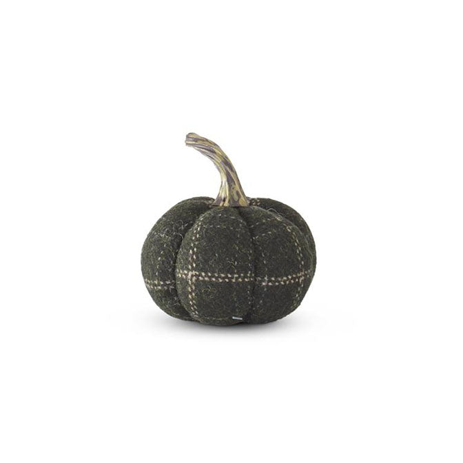 Green & Tan Plaid Fabric Pumpkin