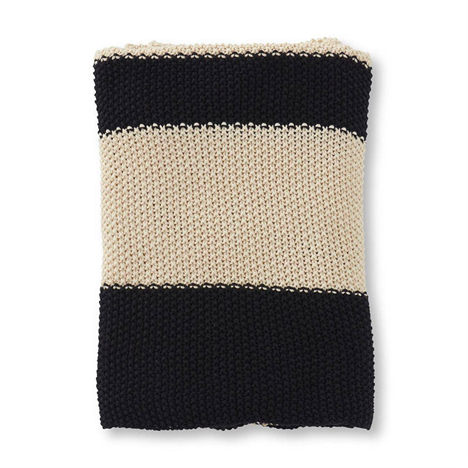 60" Black & Cream Cotton Knit Throw Blanket