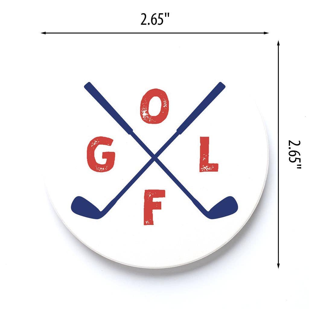 Car Coaster-Golf Crossed Clubs