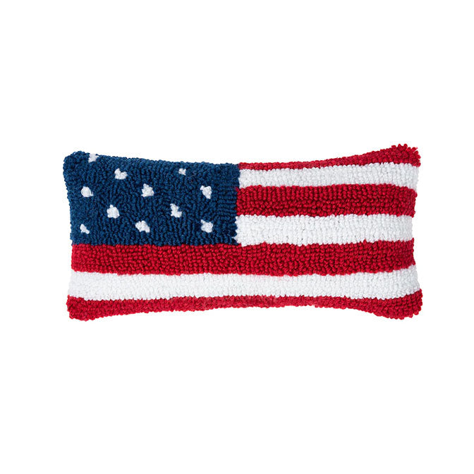 American Flag Hooked Mini Pillow