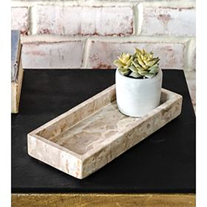 10" X 4.25" Biege Marble Vanity Tray