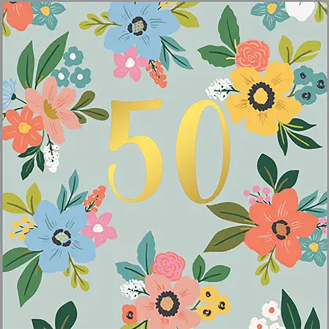 Birthday Greeting Card - 50th Birthday Botanica