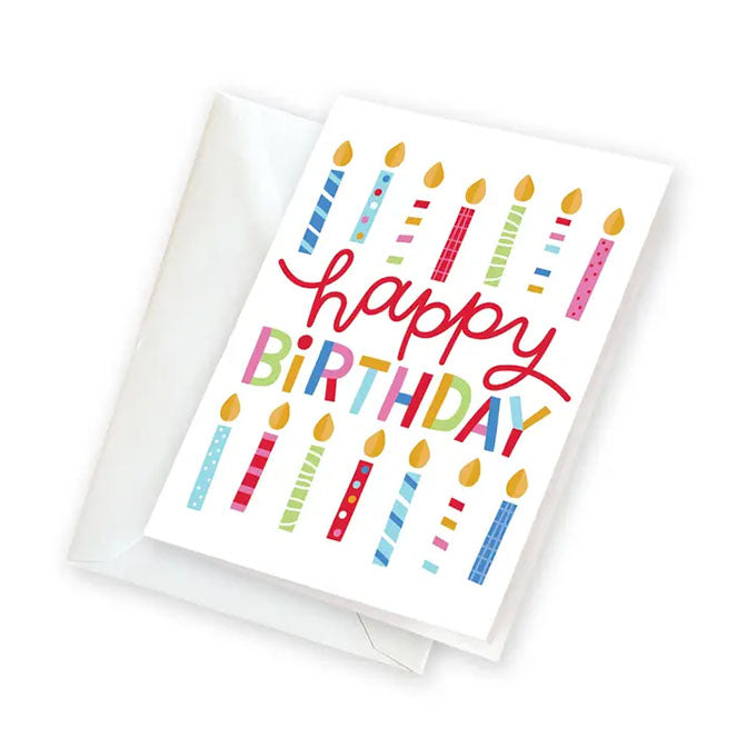 Happy Birthday Multi-Colored Candles Enclosure Card