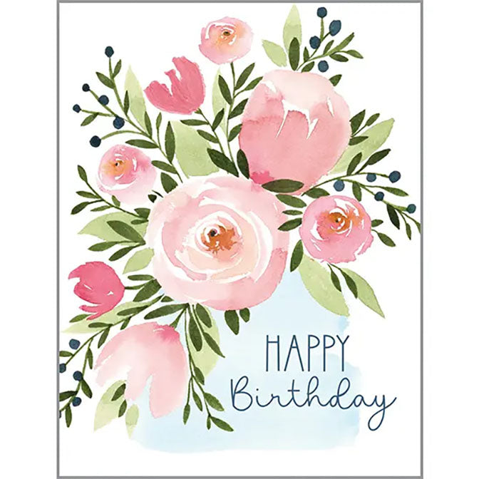 Birthday Greeting Card - Pink Roses