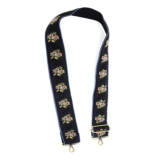 Black Floral Bouquet Guitar Strap