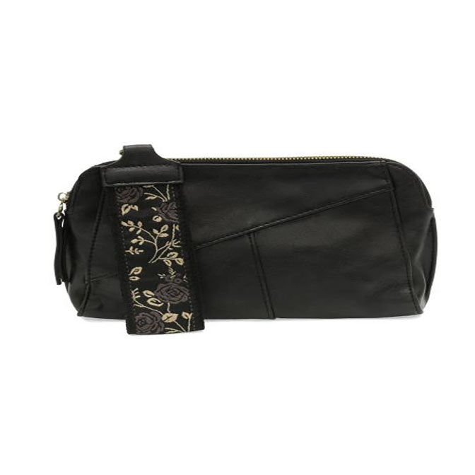 Black Gigi Crossbody with Woven Wrist Strap