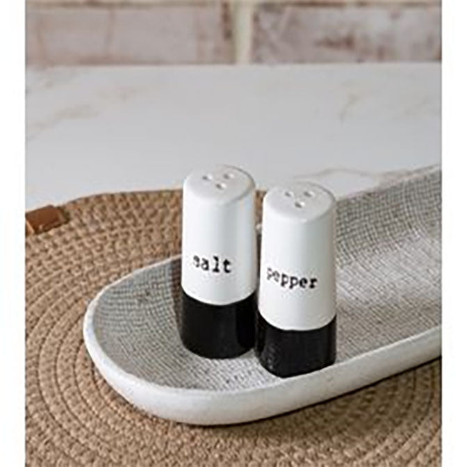 Set of Two Black and White Salt & Pepper Shaker