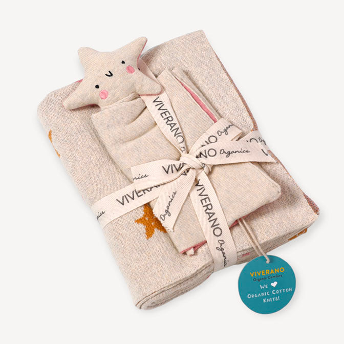 Stars Jacquard Knit Baby Blanket & Lovey Gift SET