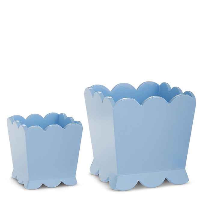 8.5" Blue Scalloped Planter