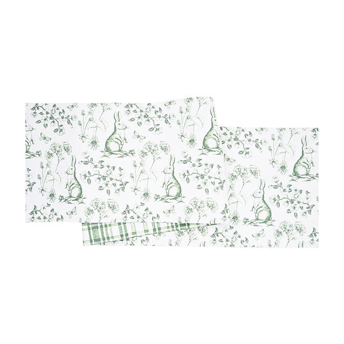 Spring Green Bunny Toile Runner