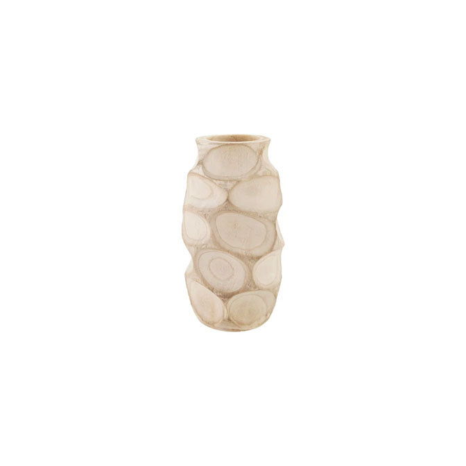 Decorative Carved Paulownia Wood Vase, Natural