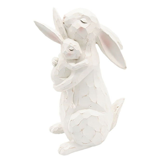 Carved Resin Mother and Baby Bunny
