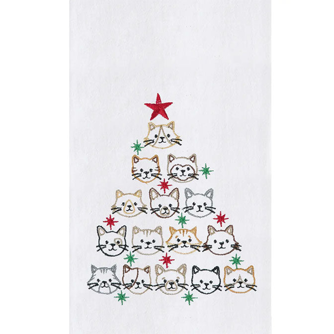 Christmas Cat Face Xmas Tree Kitchen Towel