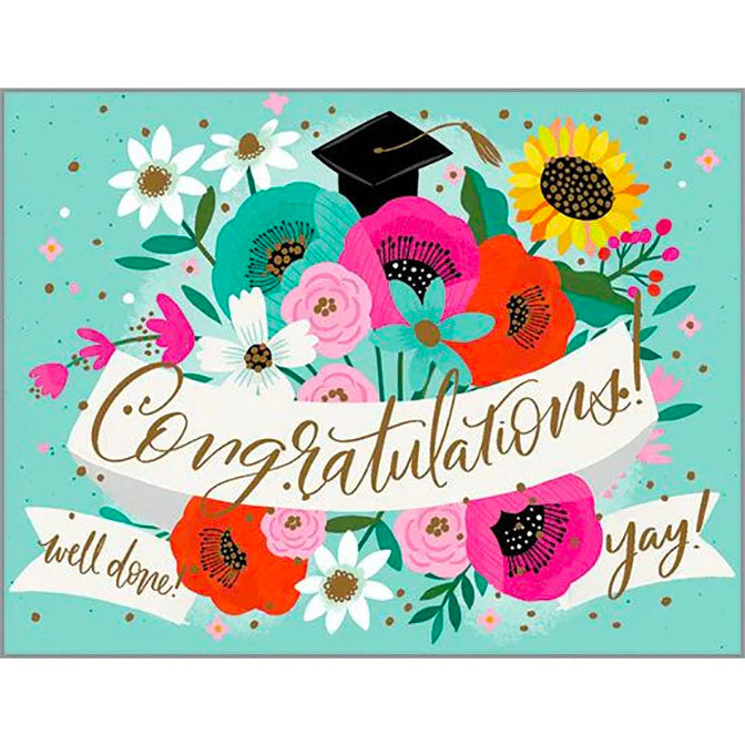 Graduation card - Grad Hat/Flowers