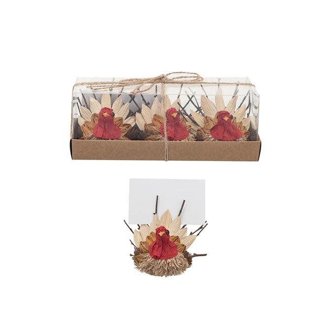 Dried Natural Corn Husk Turkeys Place Card/Photo Holders