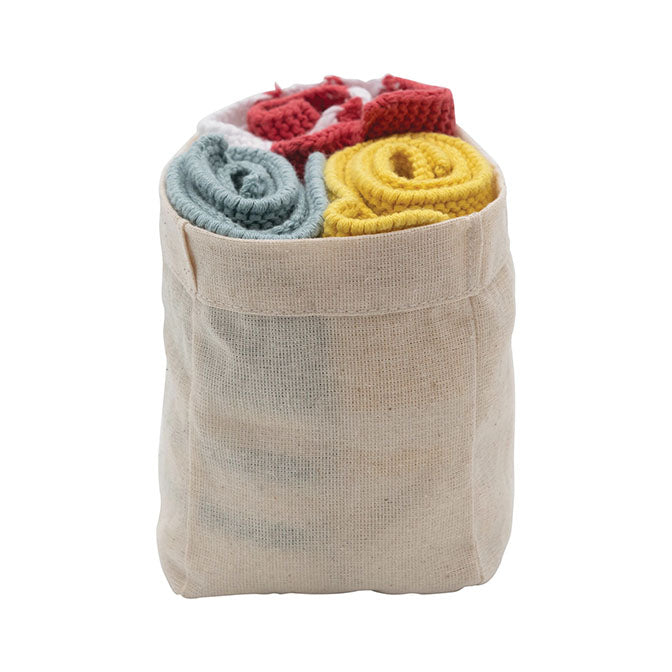 Cotton Knit Striped Dish Cloths, Set of 3 in Bag