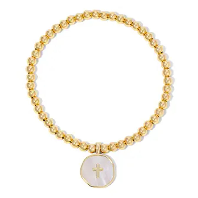 Shell Tiny Cross Bracelet - White