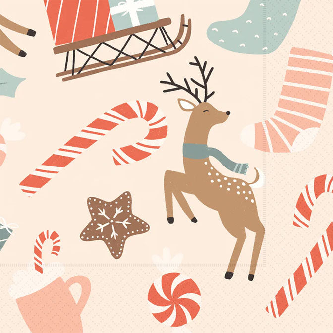 Dancing Deer Gingerbread Cocktail Napkin