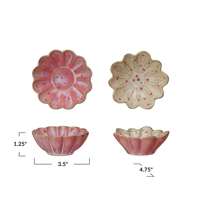 Decorative Stoneware Dish w/ Hand-Painted Dots & Electroplating