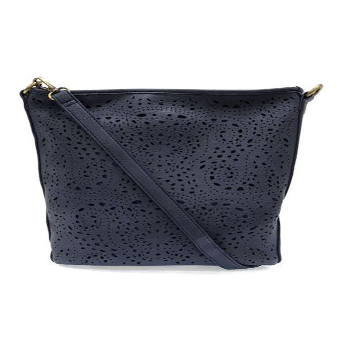 Denim Lazer Cut Eyelet Bucket Crossbody