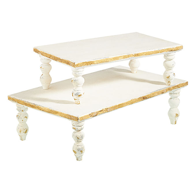 Distressed White with Gold Risers