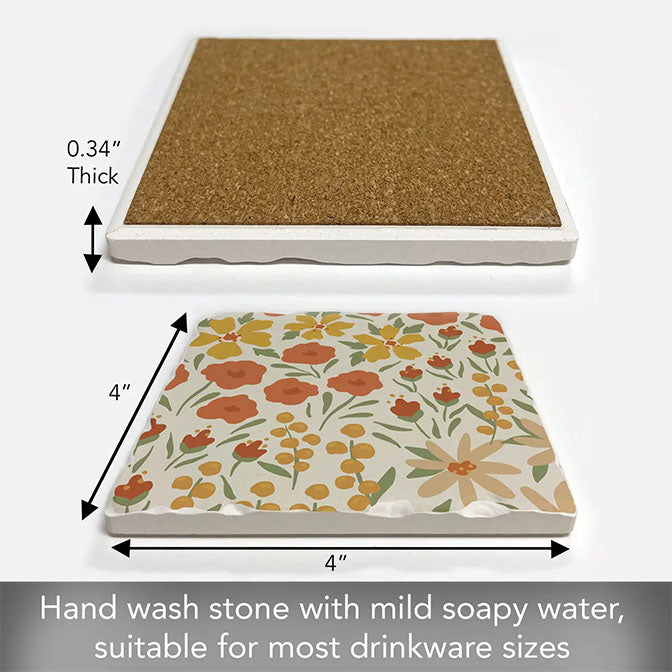 Thirstystone "Ditzy Floral" Single Absorbent Stone Coaster