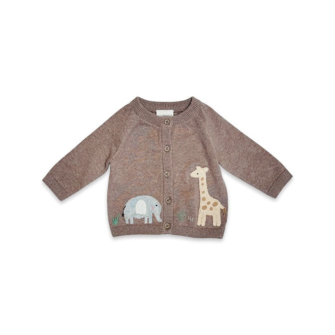 Elephant Giraffe Baby Cardigan Sweater (Organic)