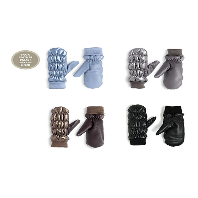 Faux Leather Puffer Mitten