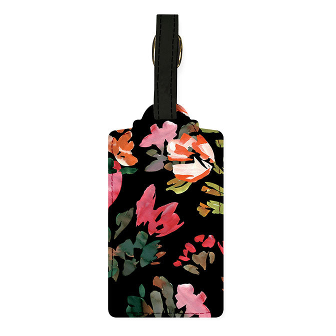 Hazy Florals Black Luggage Tag