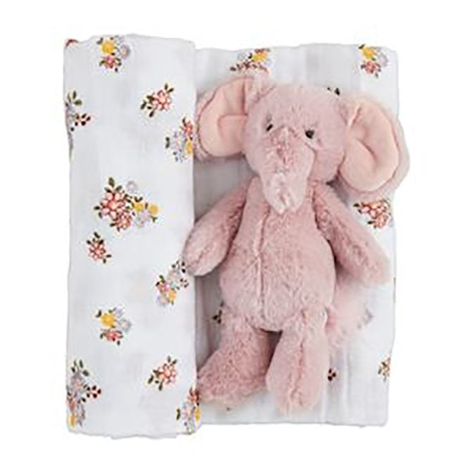 Floral Swaddle & Rattle Set