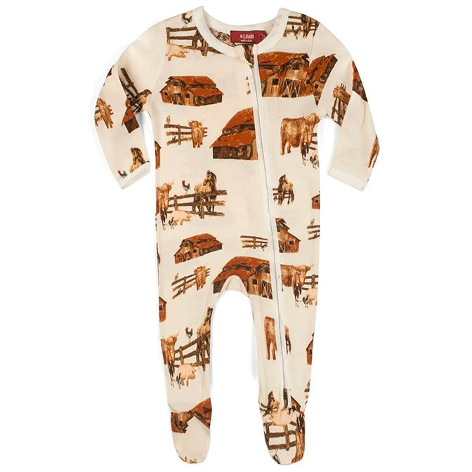Organic Zipper Footed Romper Homestead