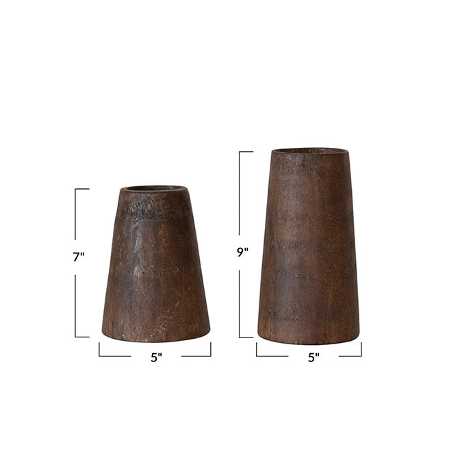 Found Reclaimed Wood Vases