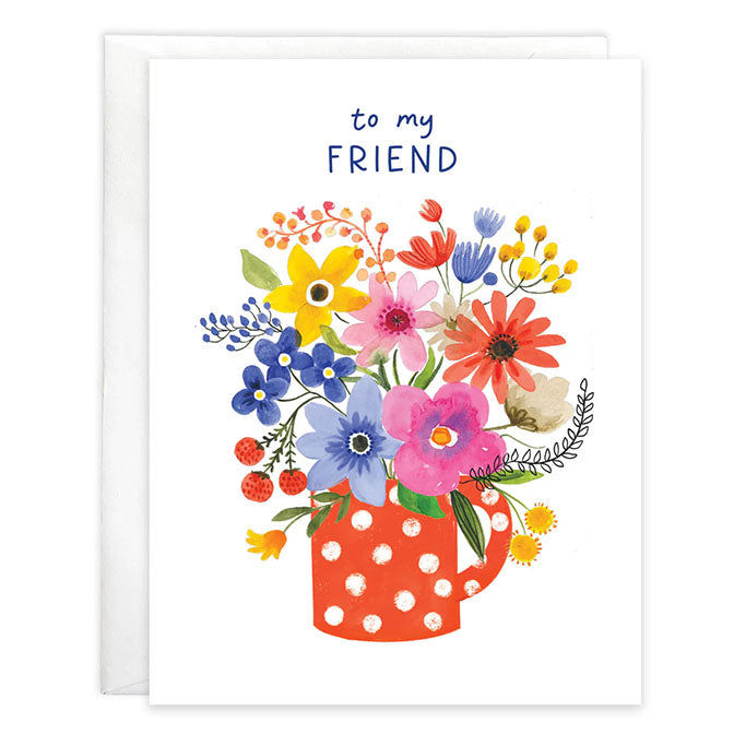 Friend Birthday card - Polka Dot Flower Mug