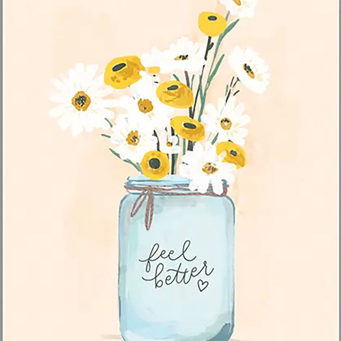 Get Well Greeting Card - Jar of Daisies
