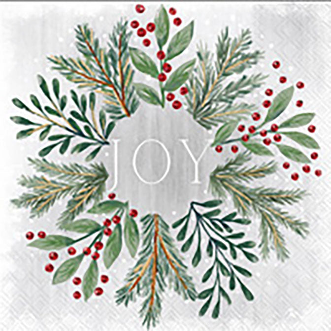 Gilded Painterly Wreath Cocktail Napkin