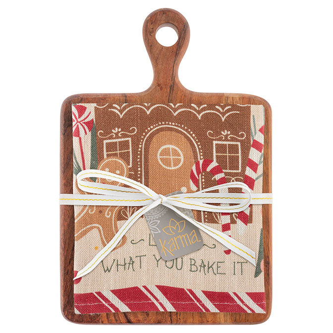 Holiday Cutting Board with Tea Towel