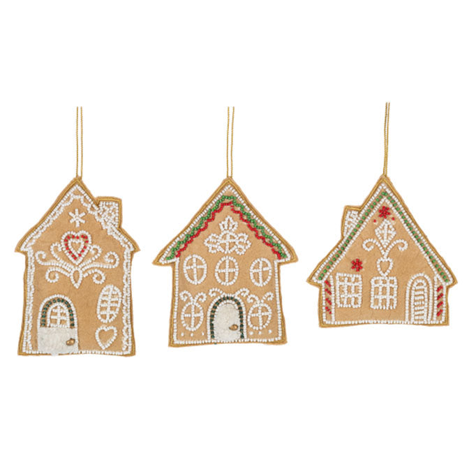 Beaded Gingerbread House Ornaments