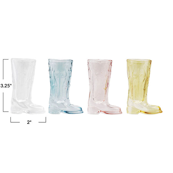 Glass Cowboy Boot Shaped Mini Vase/Shot Glass, 4 Colors