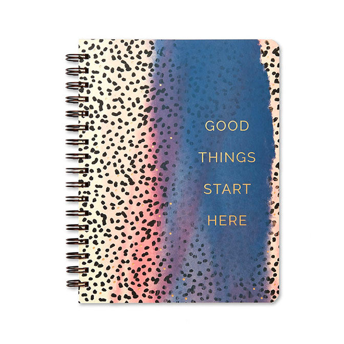 Good Things Start Here Spiral Notebook