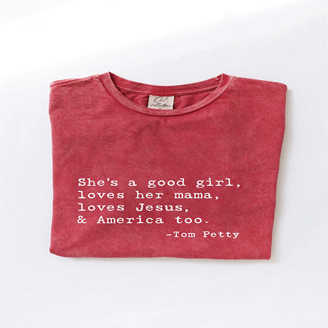She's A Good Girl Washed Graphic Top