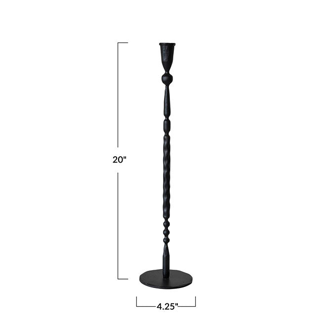 Hand-Forged Cast Iron Taper Holder, Black