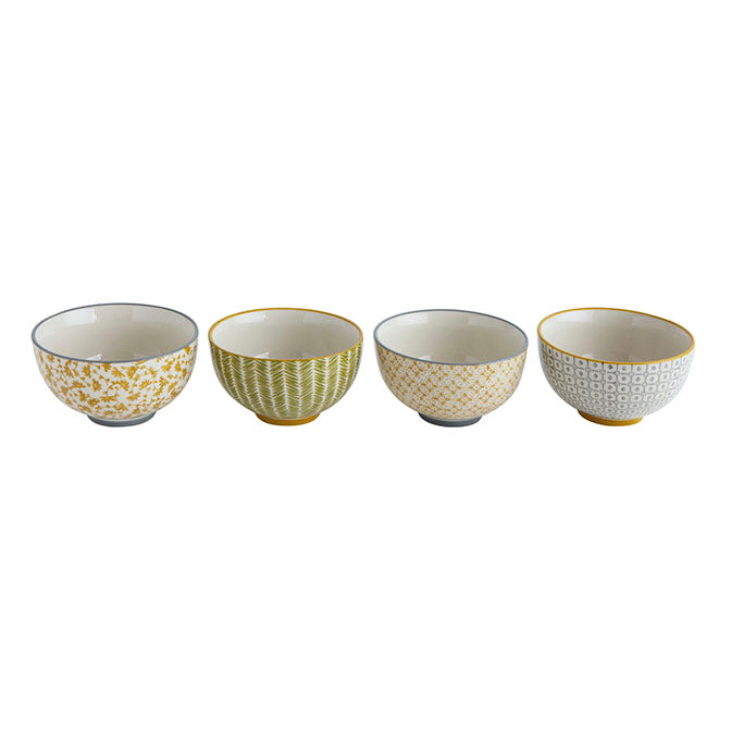Hand-Stamped Stoneware Bowl, 4 Styles