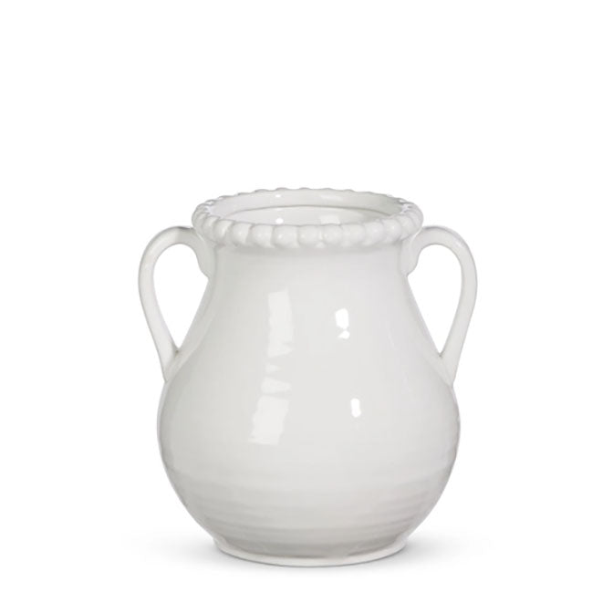 7" Handled White Vase