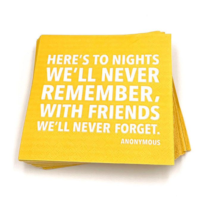 Party Cocktail Funny Napkins-To Nights We'll Never Remember