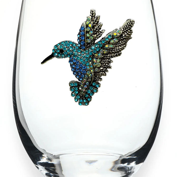 Hummingbird Jeweled Stemless Wine Glass