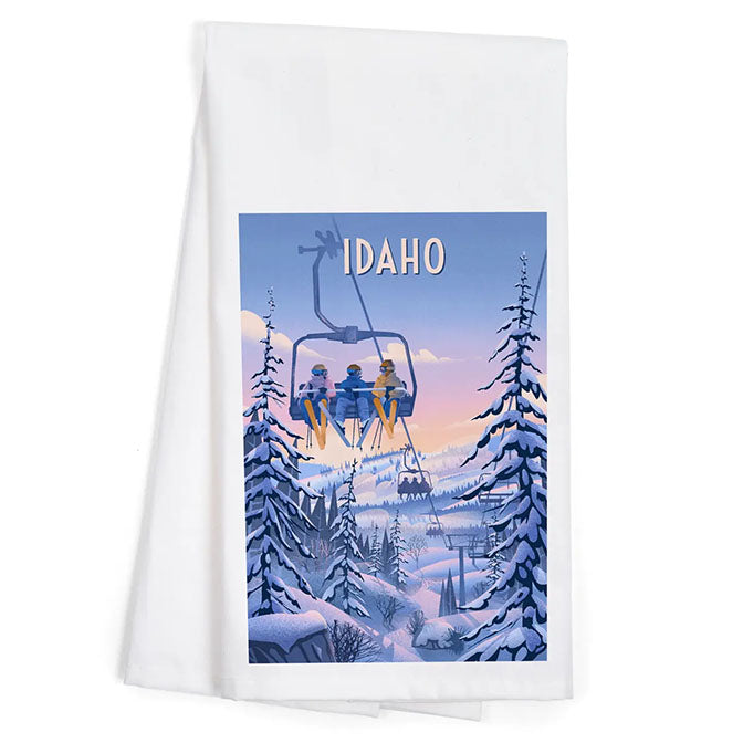 Organic Tea Towel Idaho, Chill On the Uphill, Ski Lift